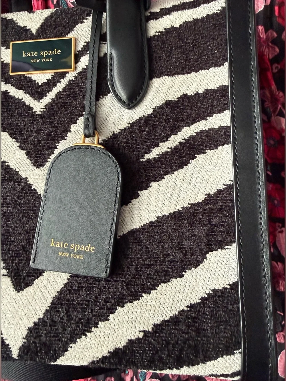 Kate Spade Manhattan Bold Zebra Boucle Jacquard Small Tote Bag